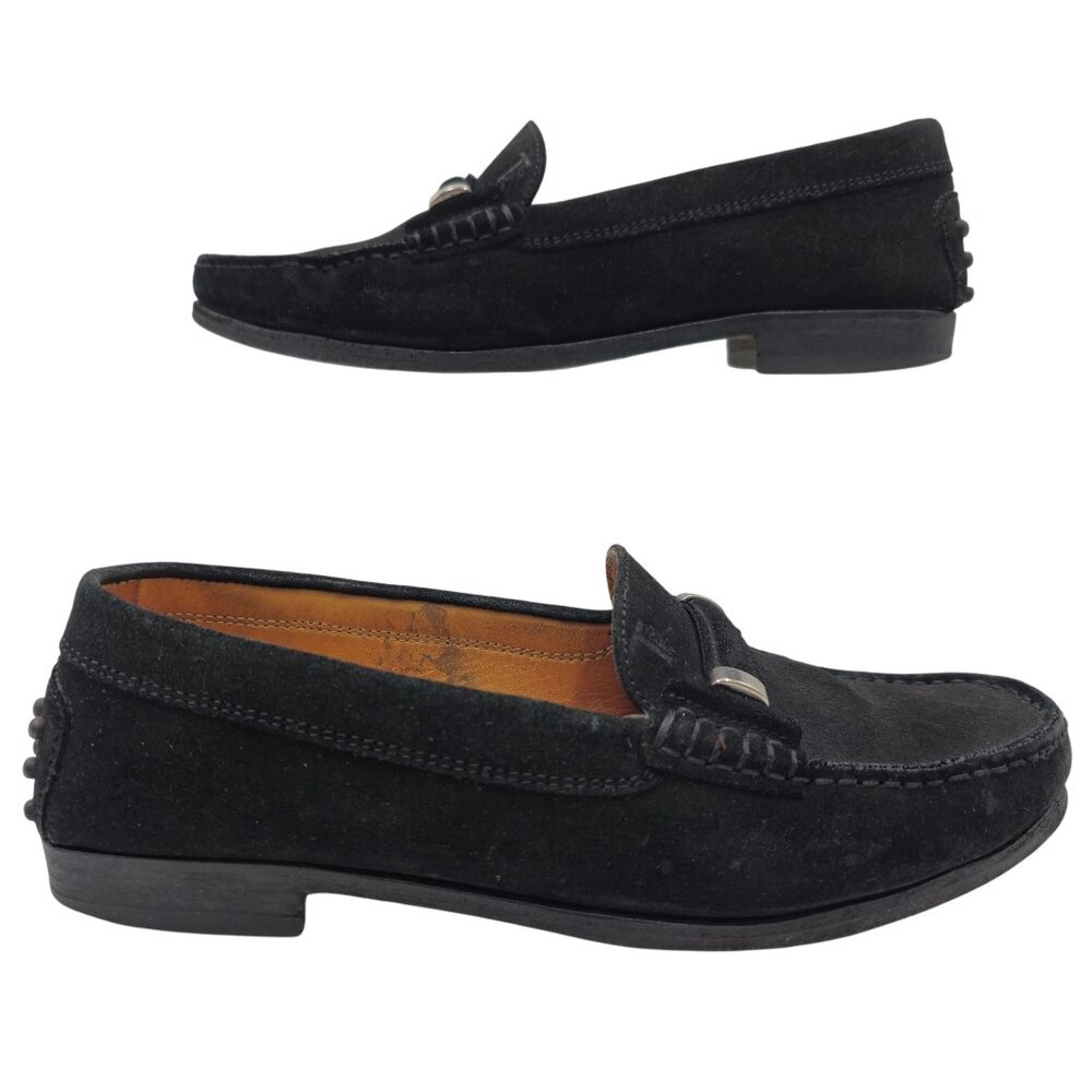 Tods Italy Womens Size 8 Black Suede Leather Dress Shoes Flats Loafers Slip-ons - Picture 6 of 8